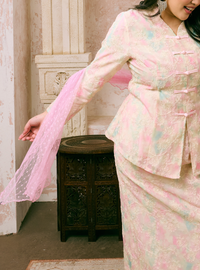 Orked Dotted Lace Selendang - Pink