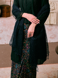 Orked Dotted Lace Selendang - Navy Black