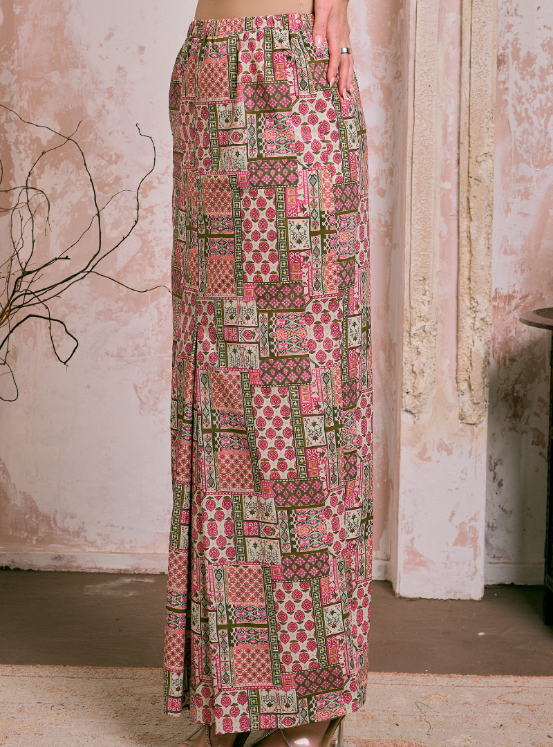 Naylah Songket Front Fold Skirt - Strawberry Pink