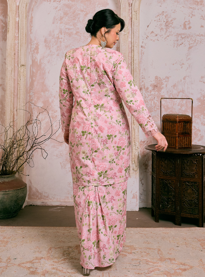 Santun Mia Kurung Pahang - Pink Matcha