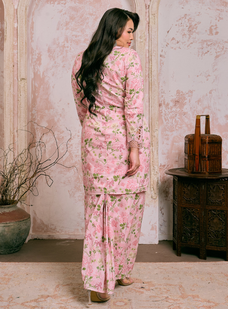 Santun Mia Kurung Pahang - Pink Matcha