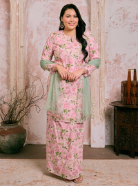 Santun Mia Kurung Pahang - Pink Matcha