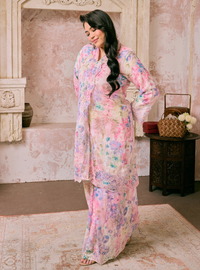 Santun Kadijah Embroidered Kebarung - Pink