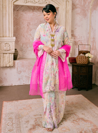 Santun Kadijah Embroidered Kebarung - Matcha Strawberry