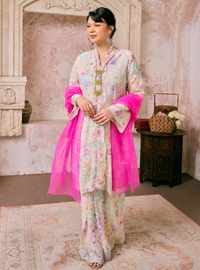 Santun Kadijah Embroidered Kebarung - Matcha Strawberry