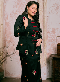 Santun Yumi Crochet  Kebaya Kurung - Black