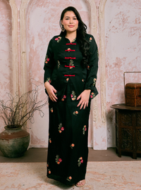 Santun Yumi Crochet  Kebaya Kurung - Black