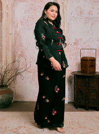 Santun Yumi Crochet  Kebaya Kurung - Black