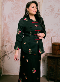 Santun Yumi Crochet  Kebaya Kurung - Black