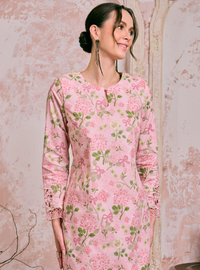 Santun Mia Kurung Pahang - Pink Matcha