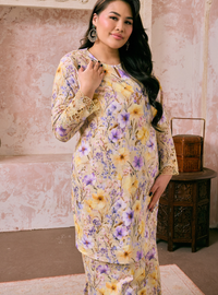 Santun Mia Kurung Pahang - Yellow Purple