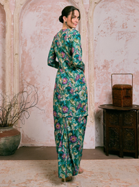 Santun Mia Kurung Pahang - Teal Bunga
