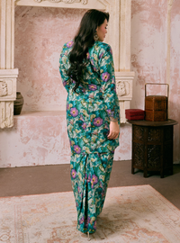 Santun Mia Kurung Pahang - Teal Bunga