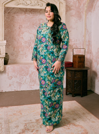 Santun Mia Kurung Pahang - Teal Bunga