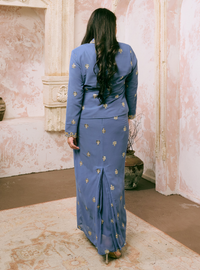 Seri Fatimah Embroidered Kebaya Kurung - Ash Blue