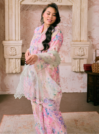 Santun Kadijah Embroidered Kebarung - Pink