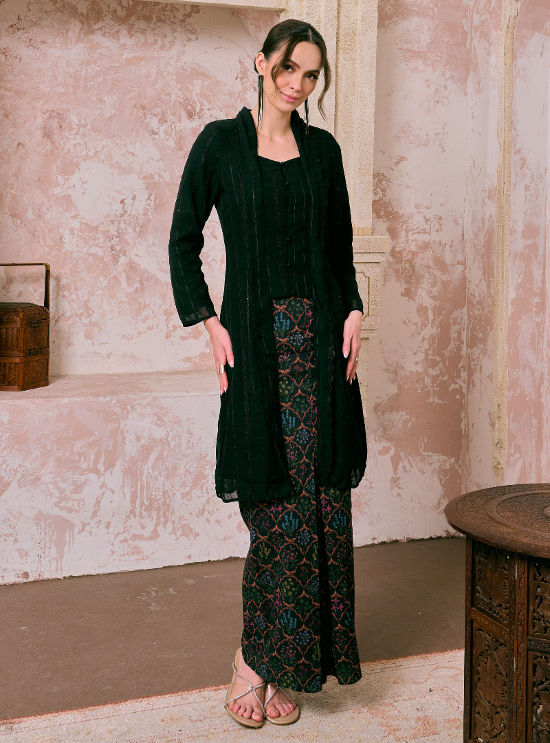 Santun Kaseh Kebarung Top only - Black