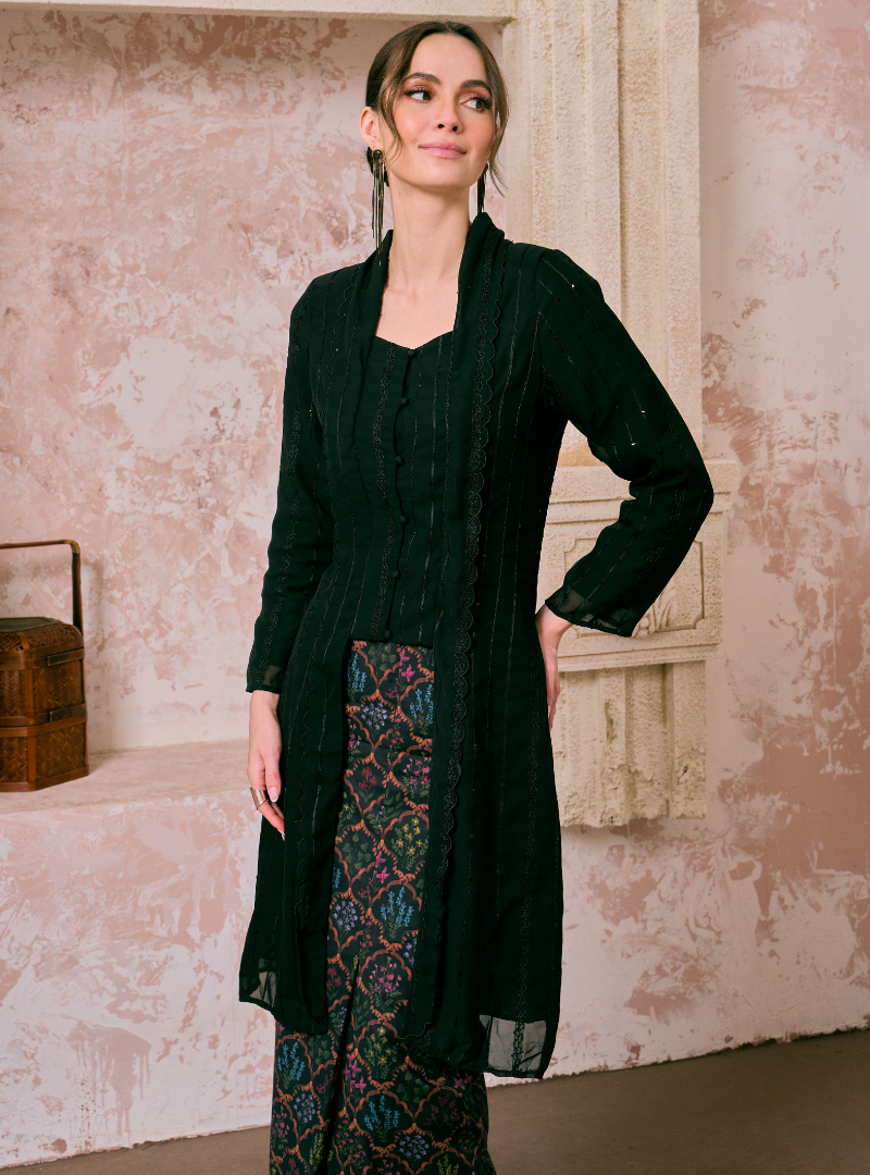 Santun Kaseh Kebarung Top only - Black