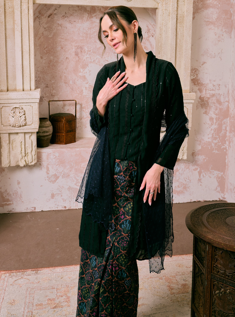 Santun Kaseh Kebarung Top only - Black