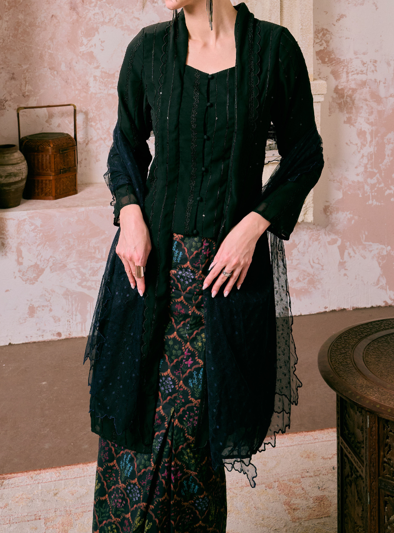 Santun Kaseh Kebarung Top only - Black